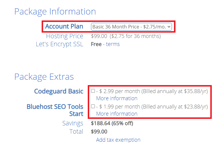 Bluehost-package-information