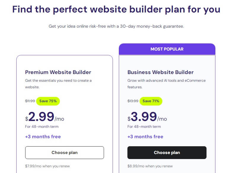 Zyro-Hostinger-Price-Plans